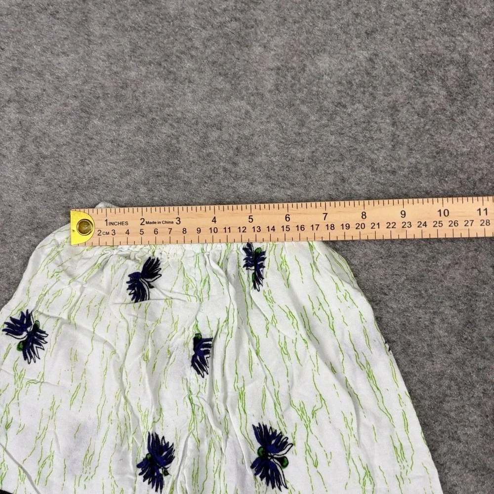 Vintage Boho Patterned Shorts Women Small‎ White Green Black Elastic Waist
